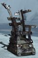 A destroyed dredge guard tower.